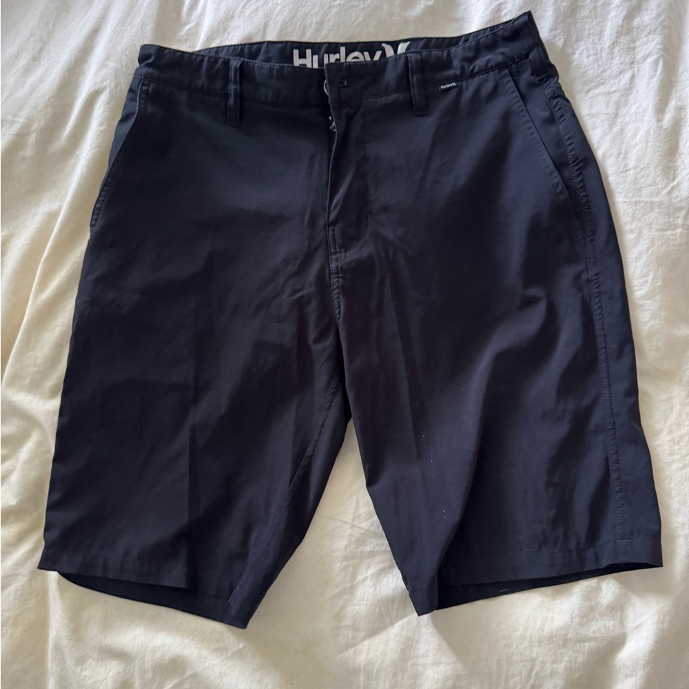 Hurley Men's Black Flat-Front Performance Shorts